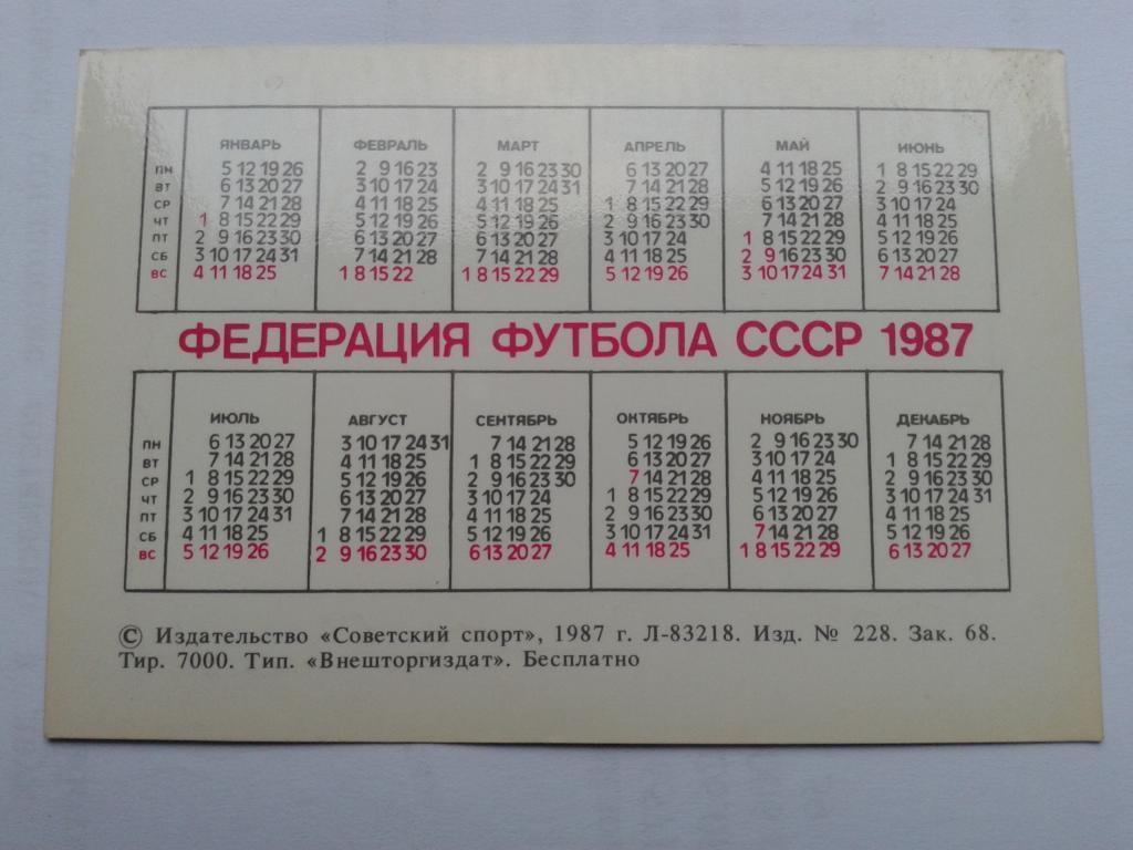 1987 год Федерация футбола СССР 1