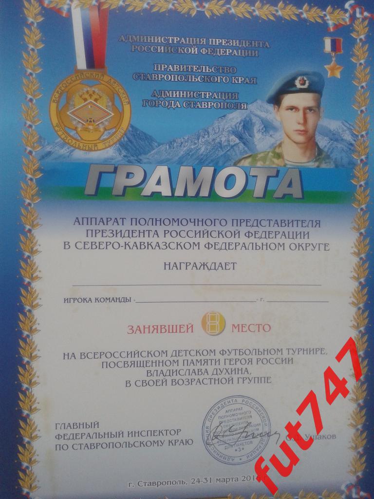 Диплом турнира....чистый...