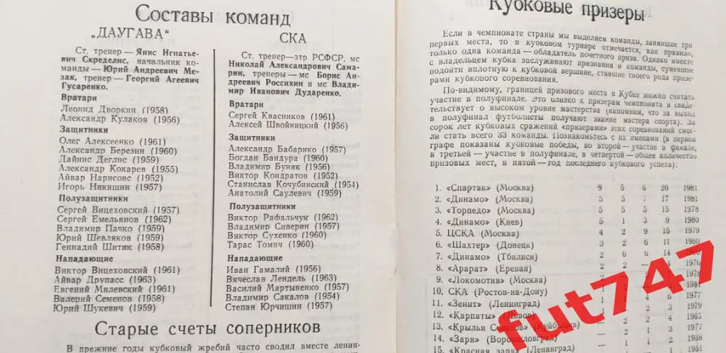1982 год Кубок СССР зональный турнир Ленинград..... 2