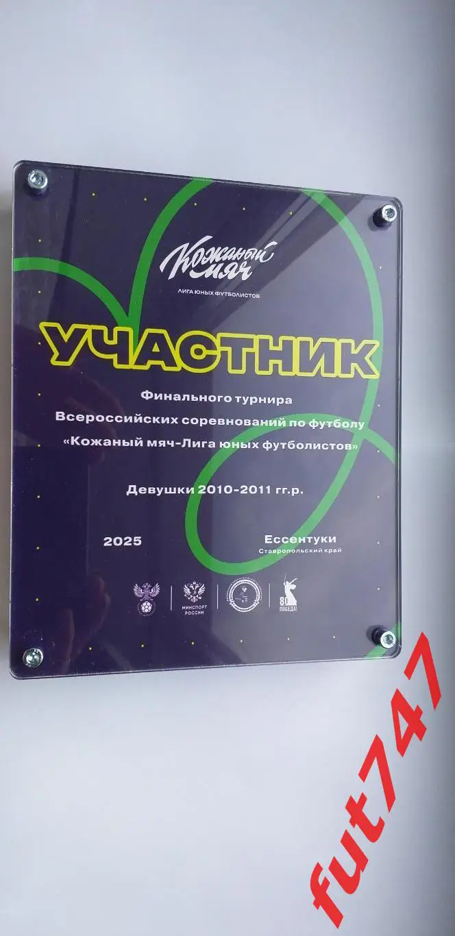 памятный приз команде участнику турнира Кожаный мяч