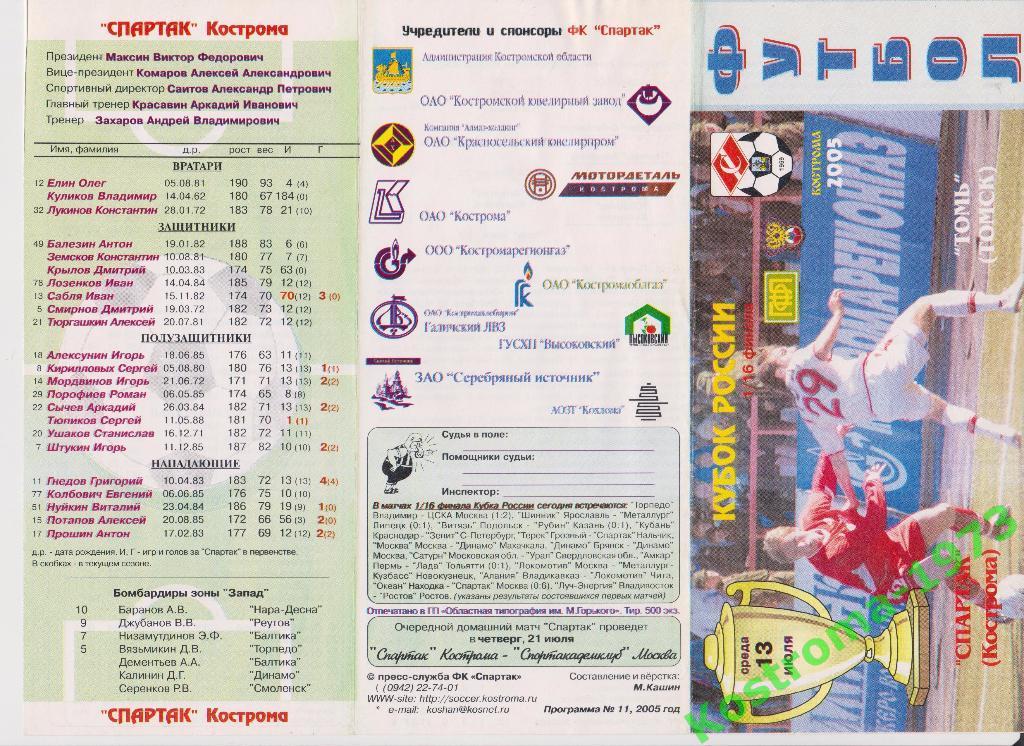Спартак(Кострома)-Томь(Т омск). 13.07.2005. 1/16 Кубка России.