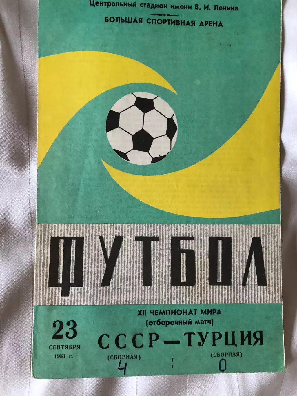 СССР - Турция 23.09.1981. Отборочный матч ЧМ