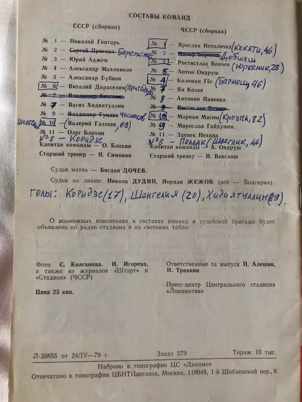 СССР - ЧССР 05.05.1979 Товарищеский матч 1