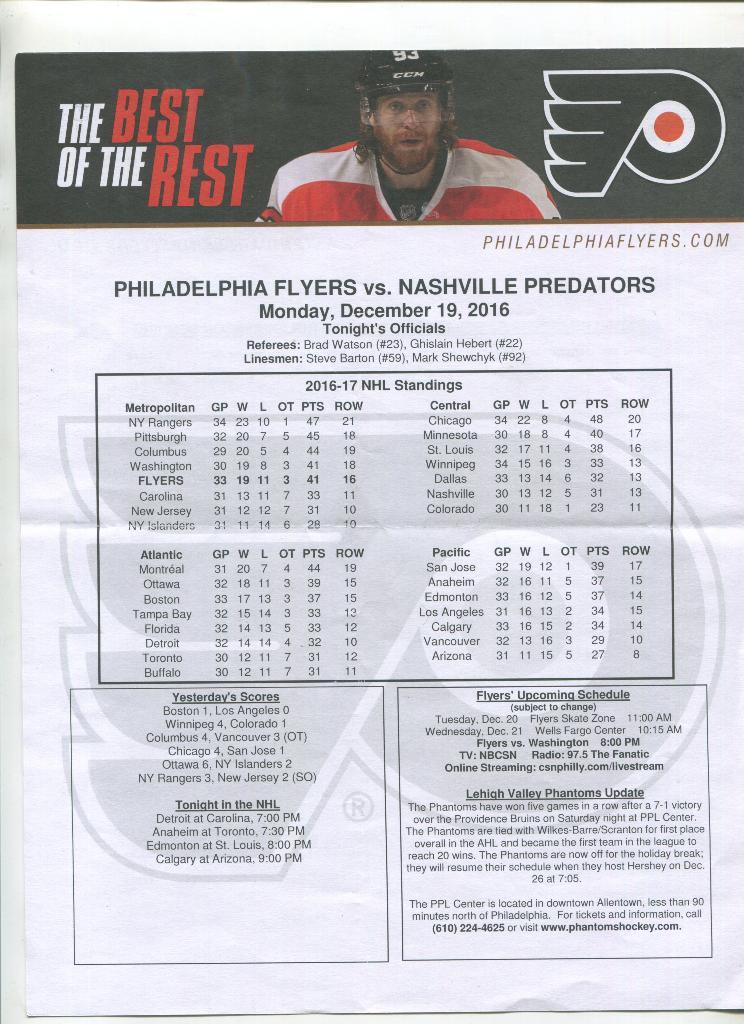 NHL Philadelphia Flyers - Nashville Predators 19.12.2016 1