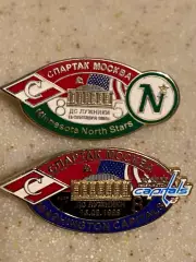 СУПЕРСЕРИЯ: клубы НХЛ в СССР --1989-1990. матчи с ХК СПАРТАК Москва- 2 значка.
