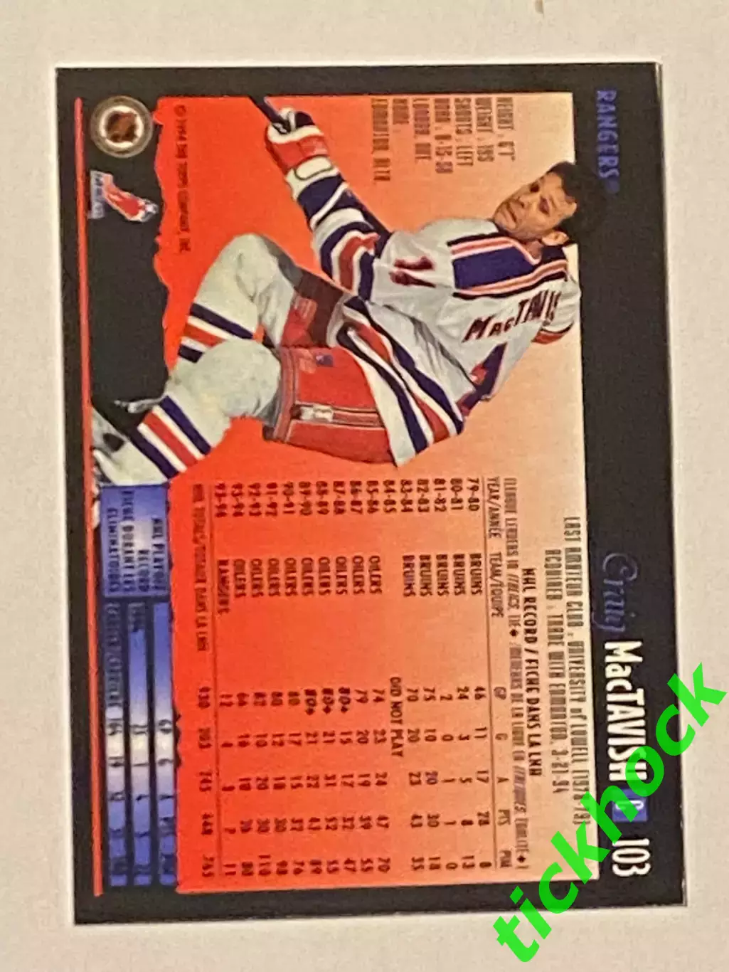 Крейг Мактавиш _ Нью-Йорк Рейнджерс - TOPPS Premier hockey - 1994 1