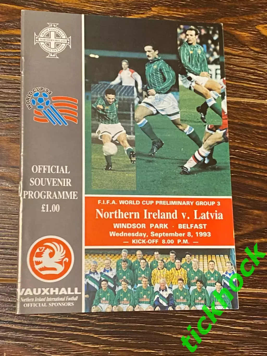 программа матча Северная Ирландия - Латвия 08.09.1993 г.Белфаст