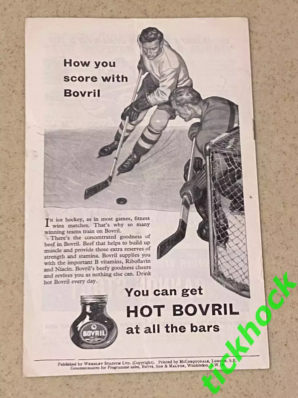 МТМ- Уэмбли Лайонс (Лондон) - сборная СССР 06.12.1958. - SY 2