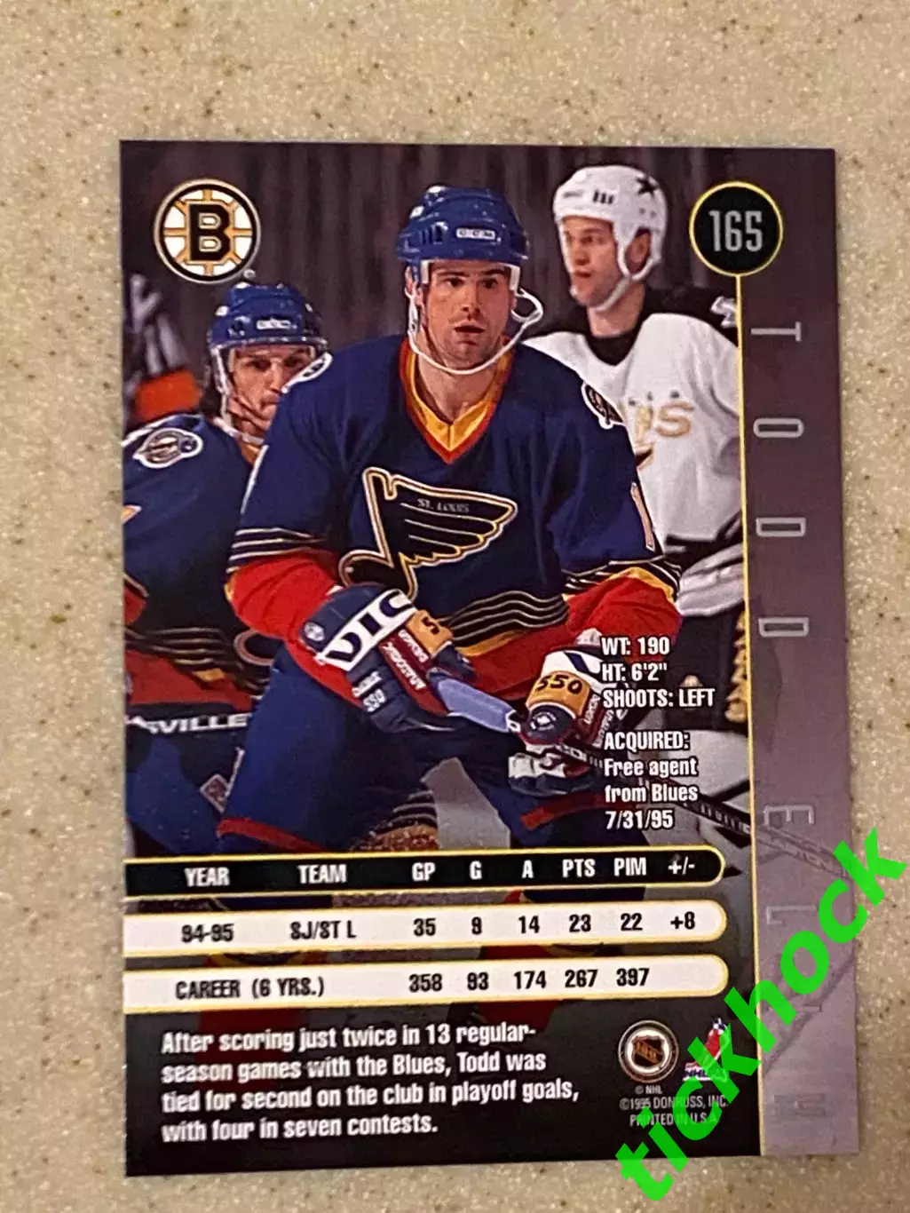 Тодд Элик _ Сент-Луис Блюз / Бостон Брюинз - LEAF / DONRUSS 1995 1