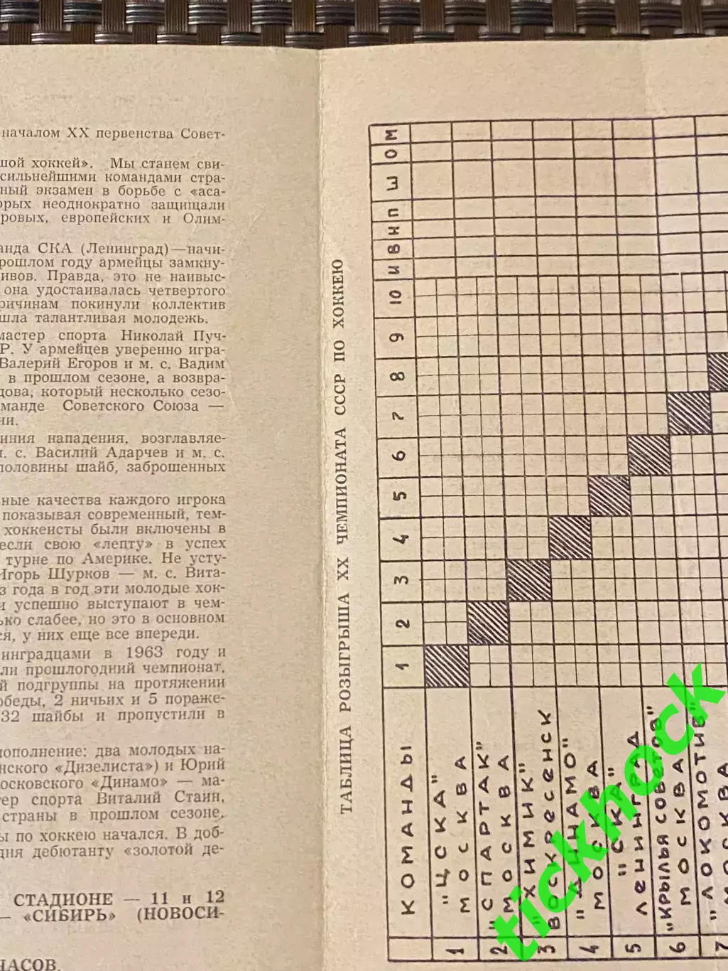 Сибирь Новосибирск - СКА Ленинград 03-04.10.1965 г.-SY 1