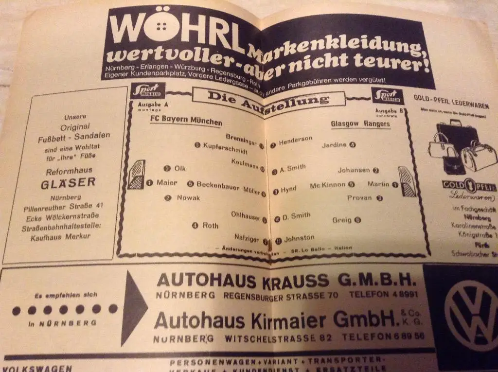 Бавария Мюнхен - Глазго Рейнджерс 1967, 31 мая финал Кубок Кубков ---SY----- 1