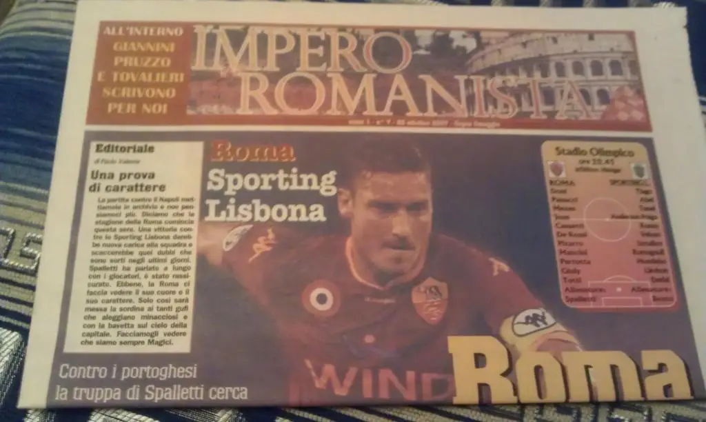 РОМА (ЛИГА ЧЕМПИОНОВ) 2 газеты IMPERO ROMANISTA: Спортинг, Манчестер Юнайтед 1