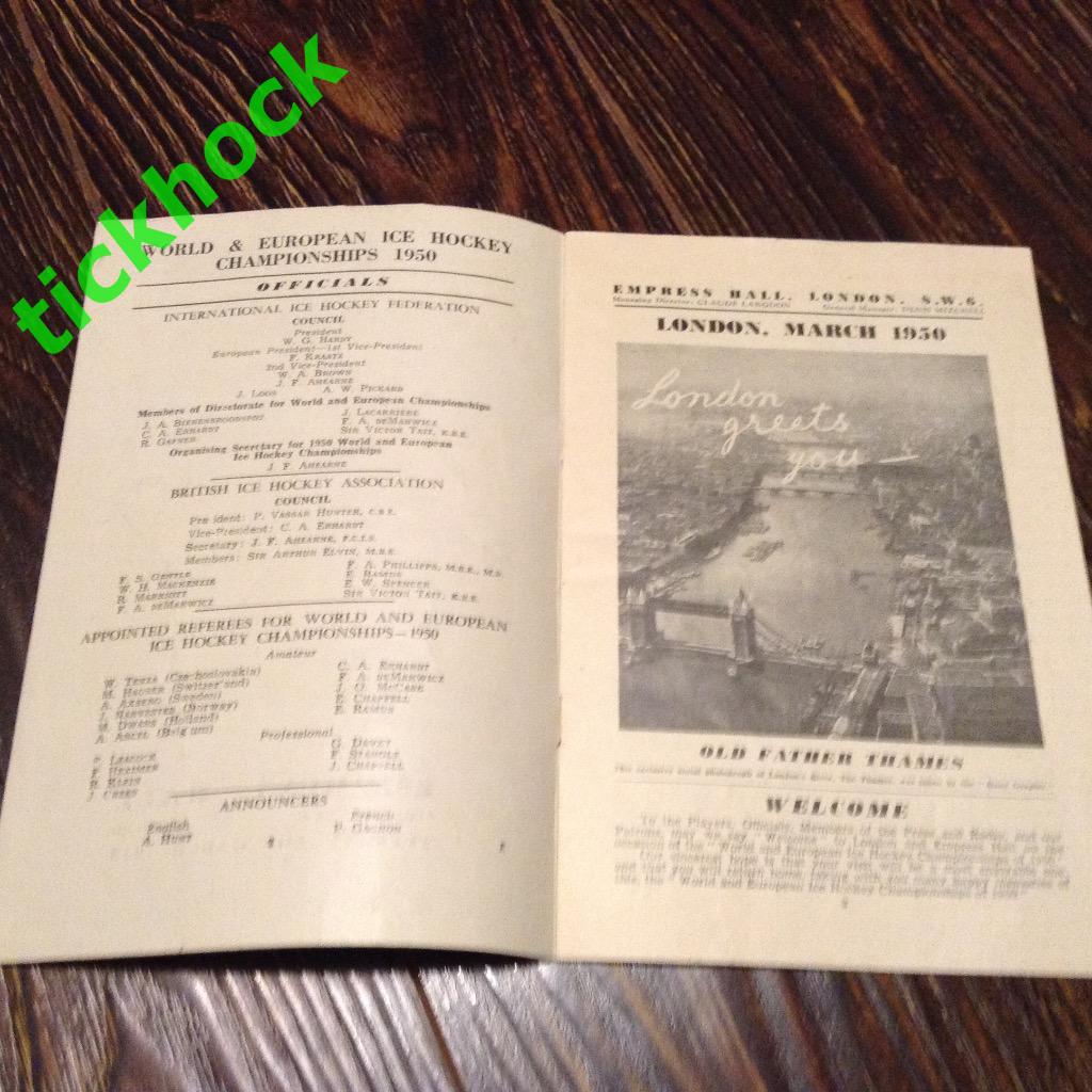 ЧМ по хоккею_ 14 марта 1950 программа к матчам __ Лондон @ Эмпресс Холл 2