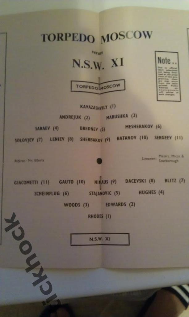 RS Новый Южный Уэльс Австралия -- ФК Торпедо Москва 21.03.1965 товар матч --SY-- 1