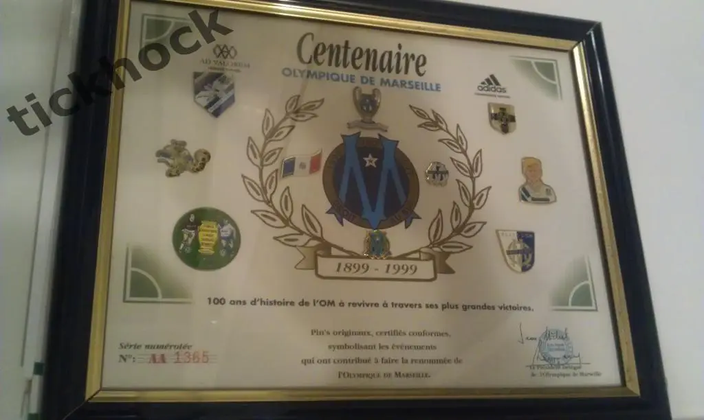 RS _ОЛИМПИК МАРСЕЛЬ - набор значков в рамке ---К СТОЛЕТИЮ КЛУБА