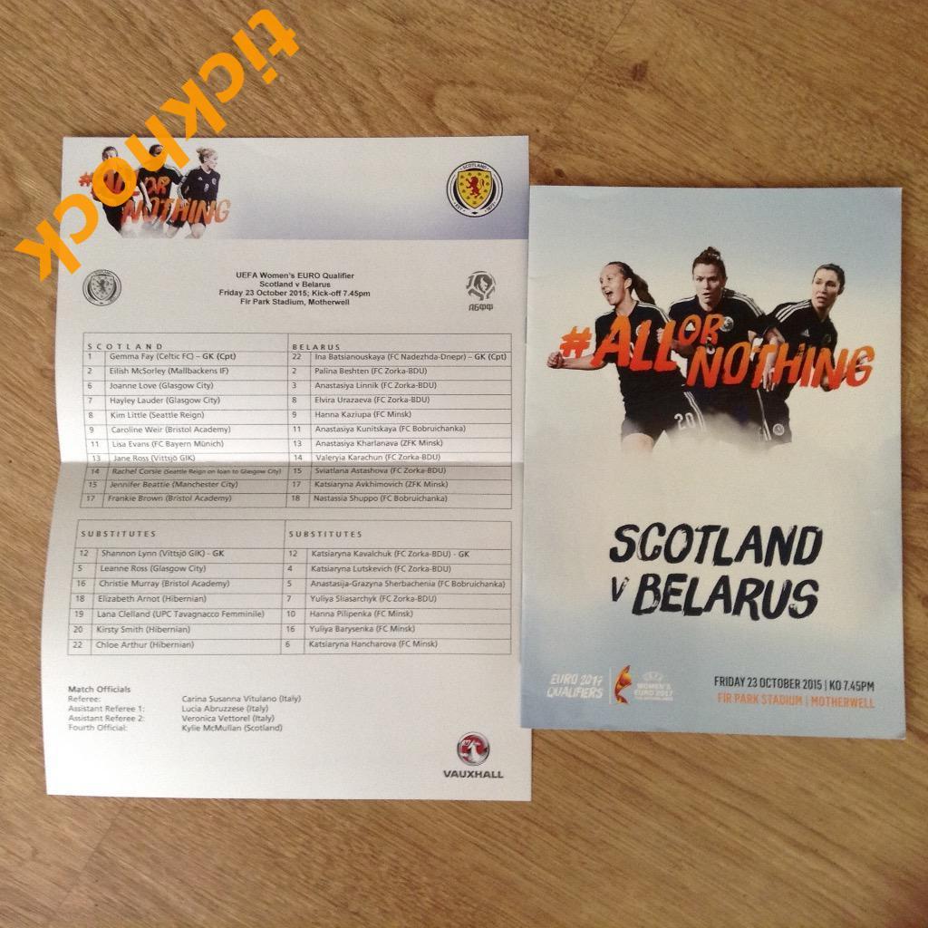 пр-мма и тимшит__ Шотландия - Беларусь 2015 женщины отбор чемпионата Европы - SY