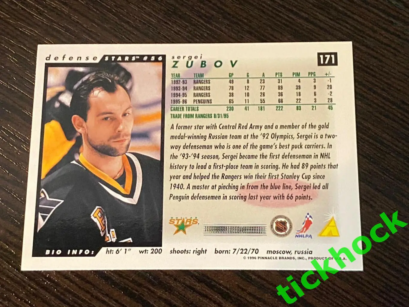 СЕРГЕЙ ЗУБОВ Питтсбург Пингвинз __ - SCORE#171 1