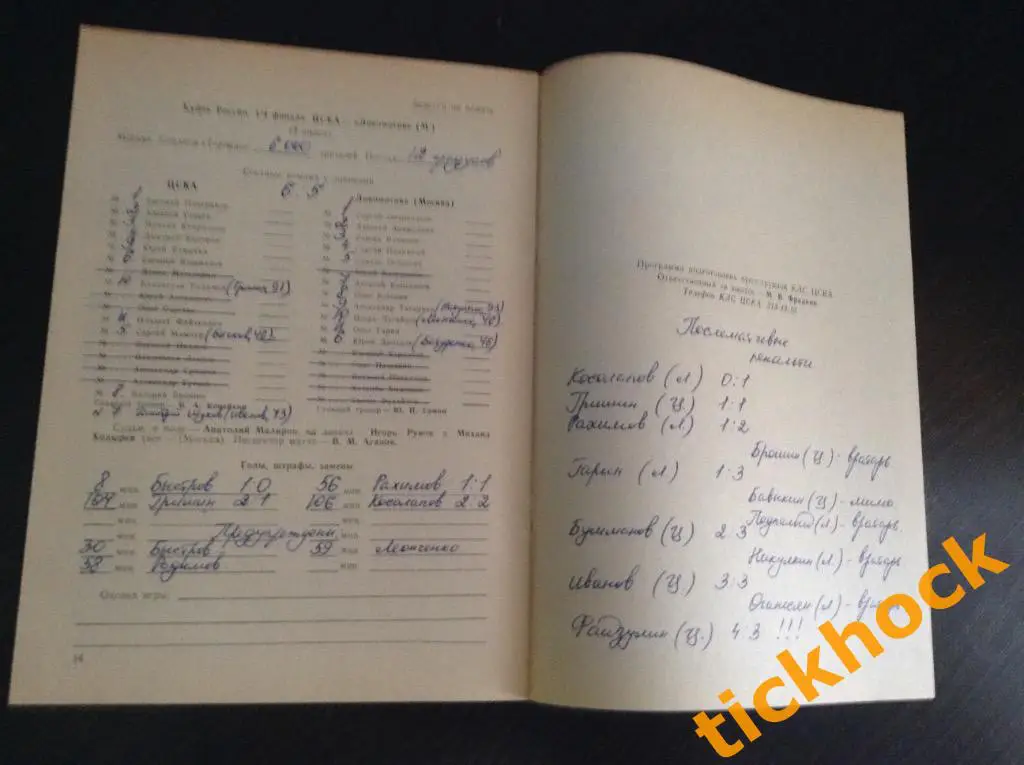 ЦСКА Москва -- Локомотив Москва _Кубок РФ 1/4 - 13.04.1994_ выпуск КЛС №122___ZI 1