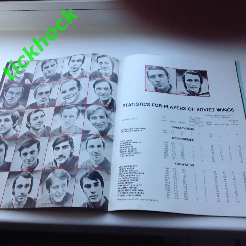 ХОККЕЙ Сев Америка Баффало Сейбрс НХЛ- Крылья Советов Москва 1975/1976 --SY -- 1