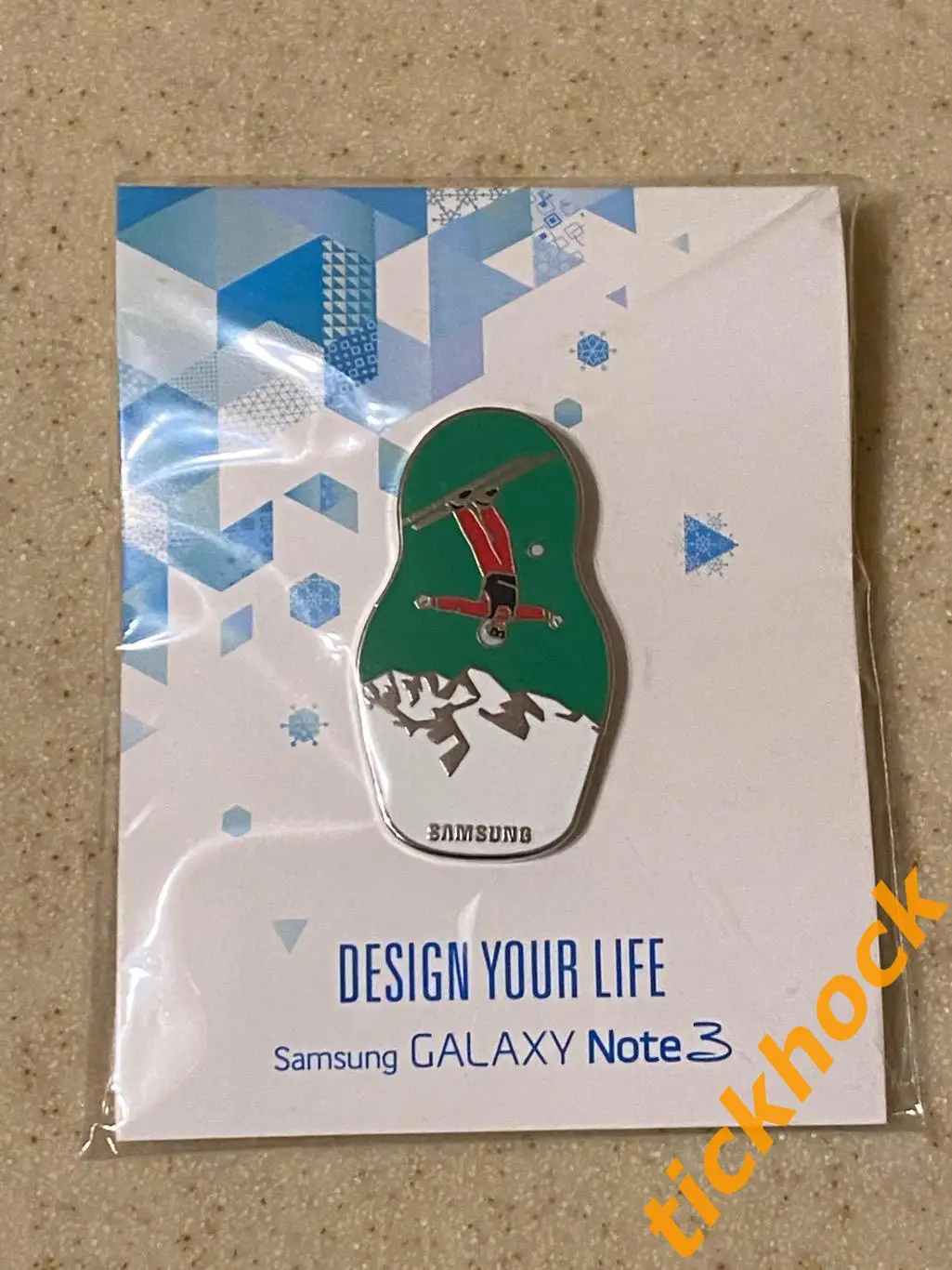 Олимпиада Сочи, 2014. Фристайл -Спонсорский значок САМСУНГ в фирменной упаковке.