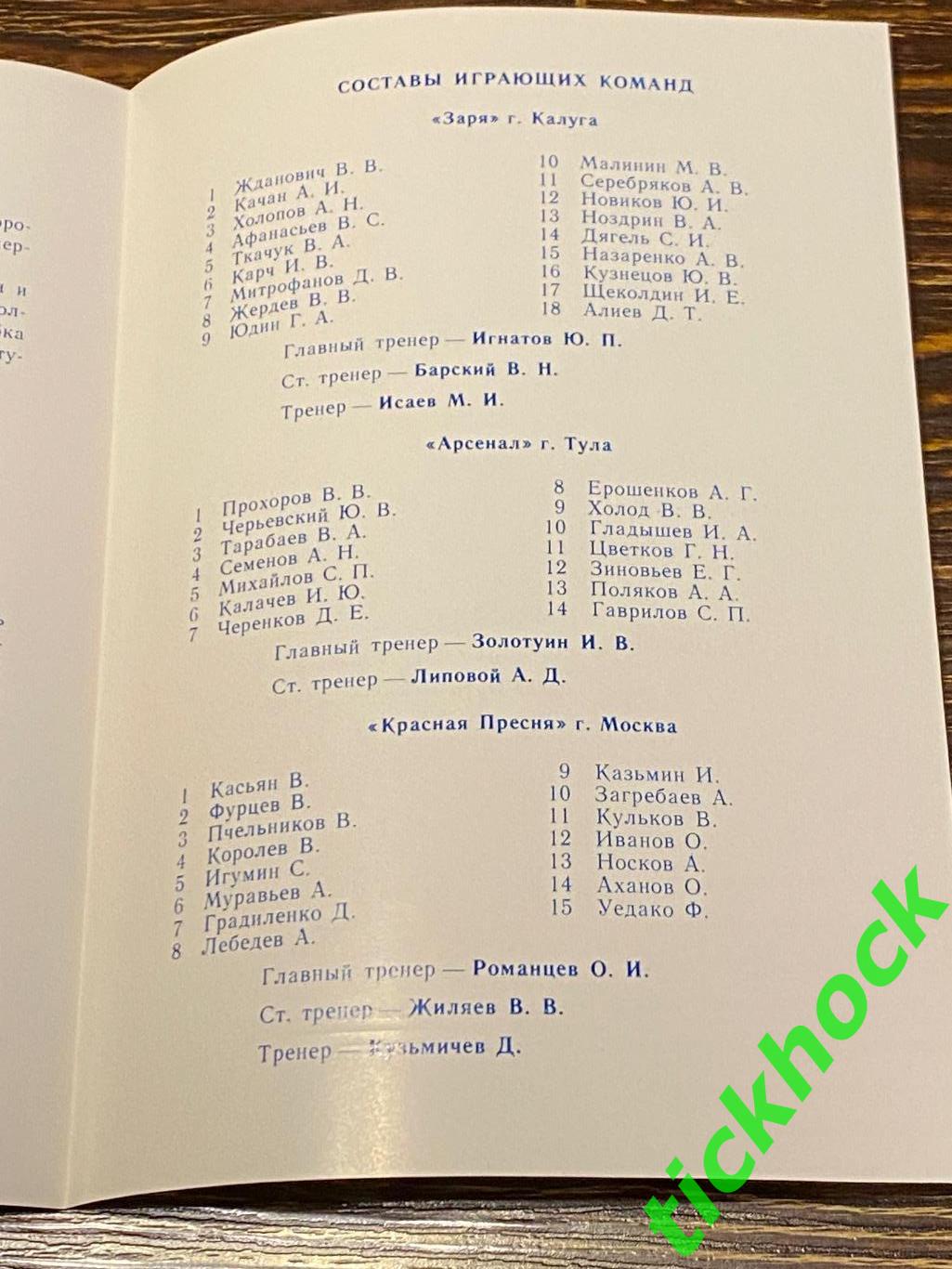 1987 Красная Пресня Москва ---- Заря Калуга, Арсенал Тула 2 лига --SY 1