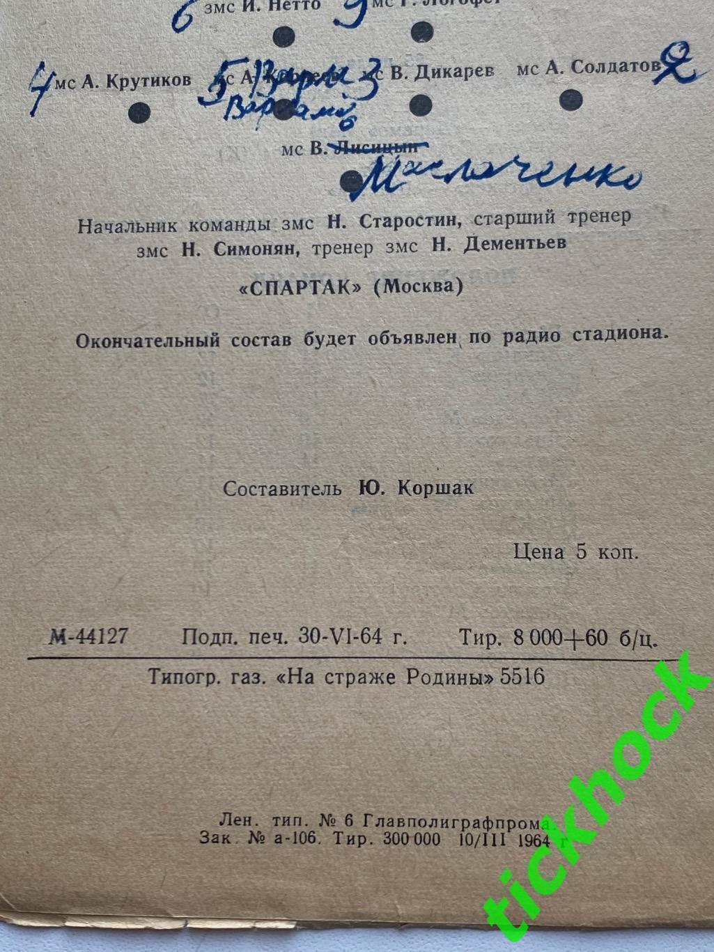 Зенит Ленинград - Спартак Москва 02.07.1964 Первенство СССР 2