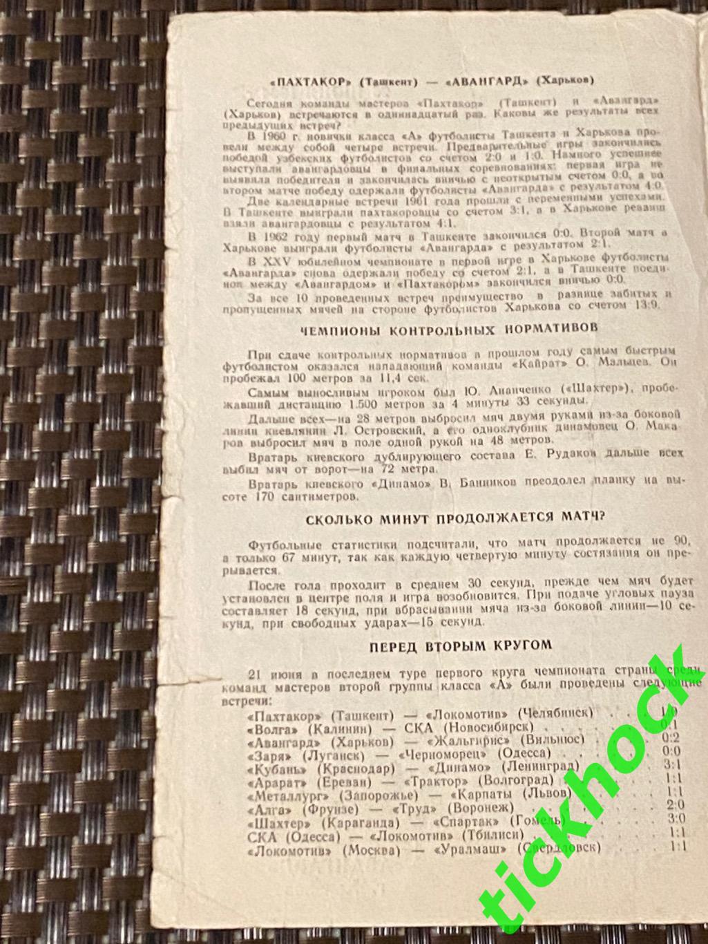 Авангард Харьков - Пахтакор Ташкент 25.06.1964 чемпионат СССР 2