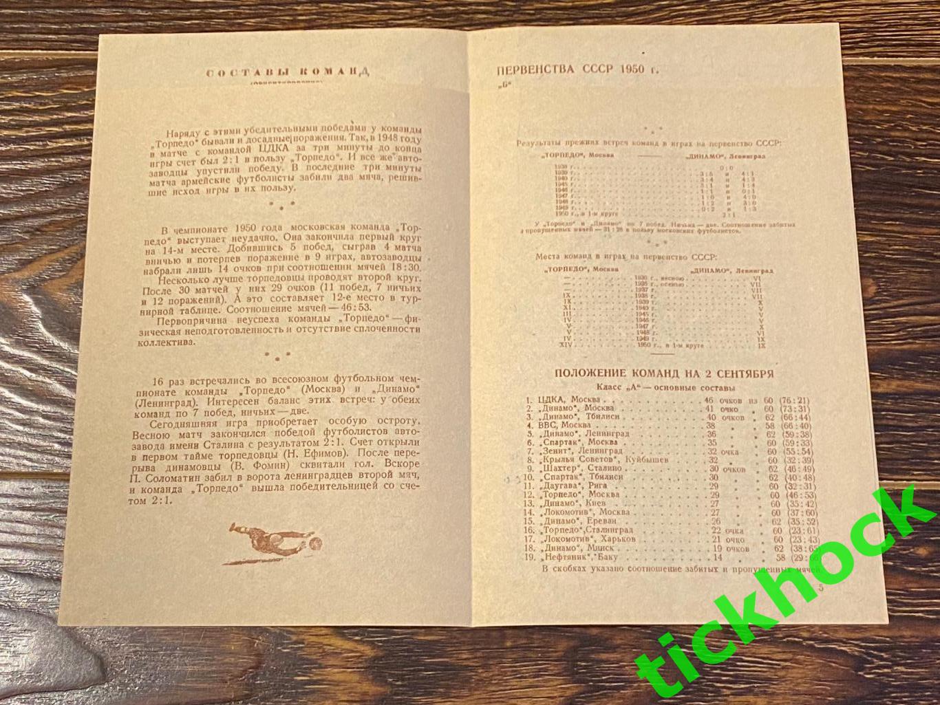 Динамо Ленинград (Санкт-Петербург) - Торпедо Москва 05.09.1950 Чемпионат СССР 1