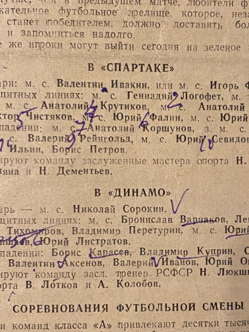 Динамо Ленинград (Санкт-Петербург) - Спартак Москва 19.05.1962 Чемпионат СССР 1