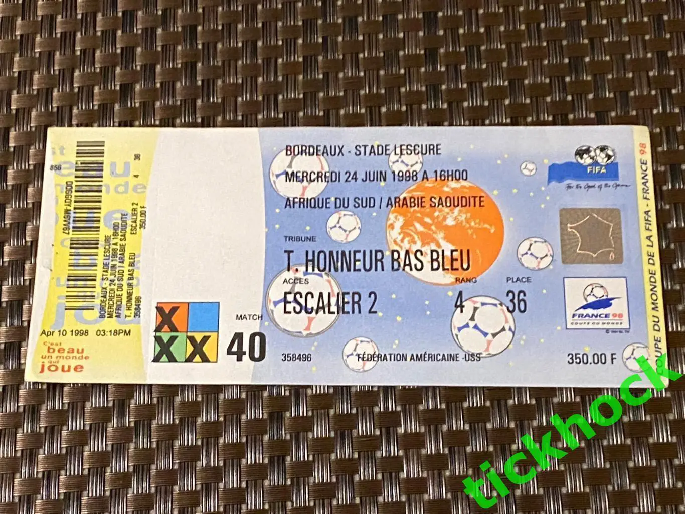 ЧМ - 24.06.1998 Бордо. чемпионат мира _ ЮАР - Саудовская Аравия -с контролем SY
