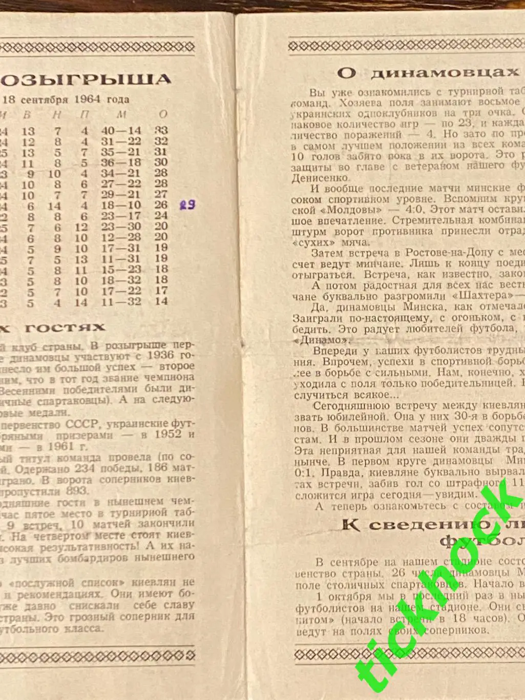Динамо Минск - Динамо Киев 21.09.1964 Чемпионат СССР 1