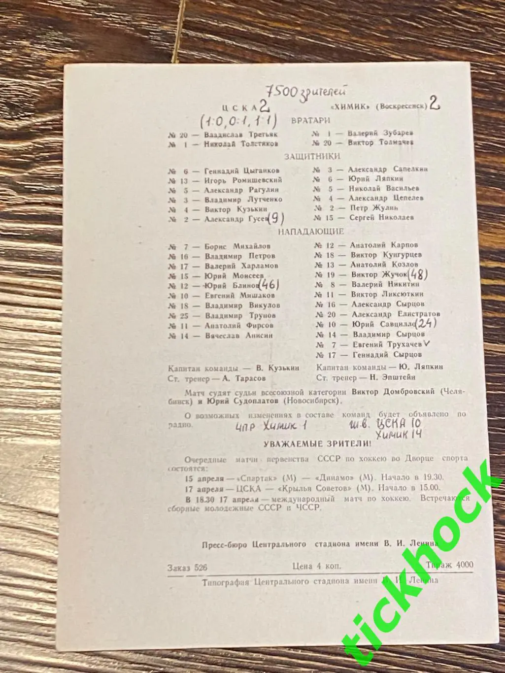 Крылья Советов - Сибирь + ЦСКА - Химик 14.04.1971. -SY 1