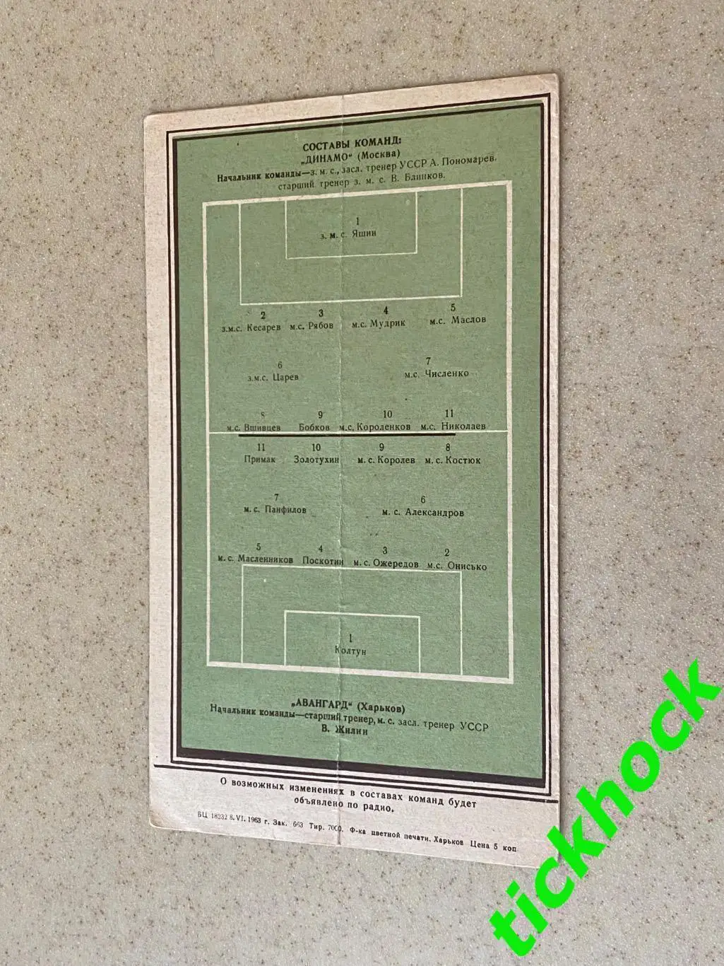 Авангард Харьков - Динамо Москва 13.06.1963 чемпионат СССР 1