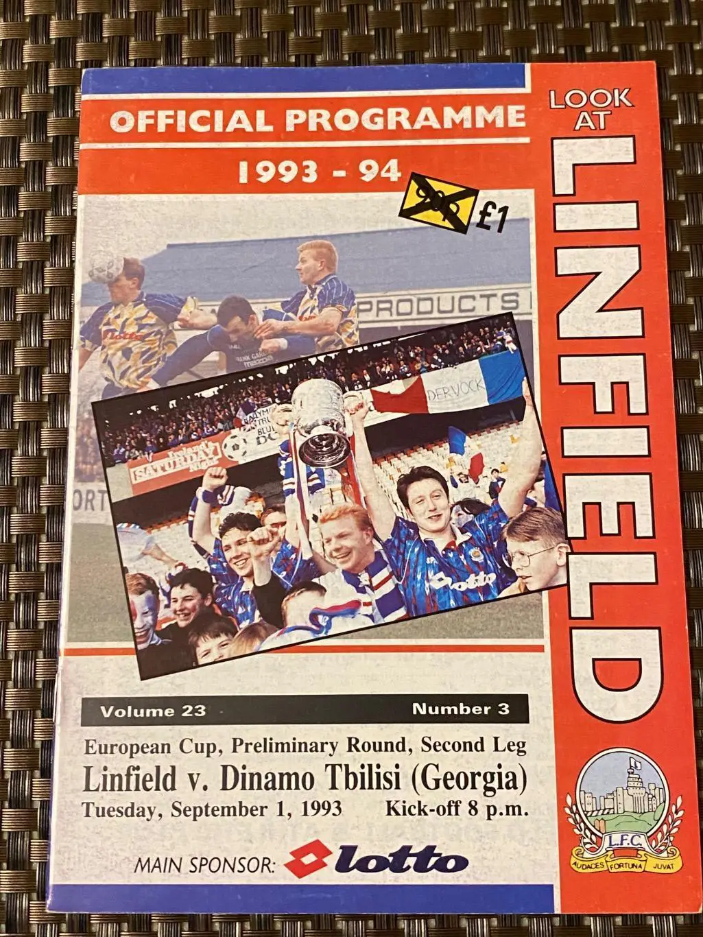 Линфилд Северная Ирландия - Динамо Тбилиси- 1993 офиц. пр. кубок чемпионов_SY-