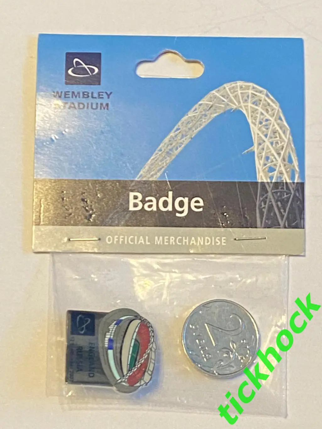 Англия Россия 2007 офиц. значок в фирм. упаковке ст-н УЭМБЛИ ЛОНДОН 1