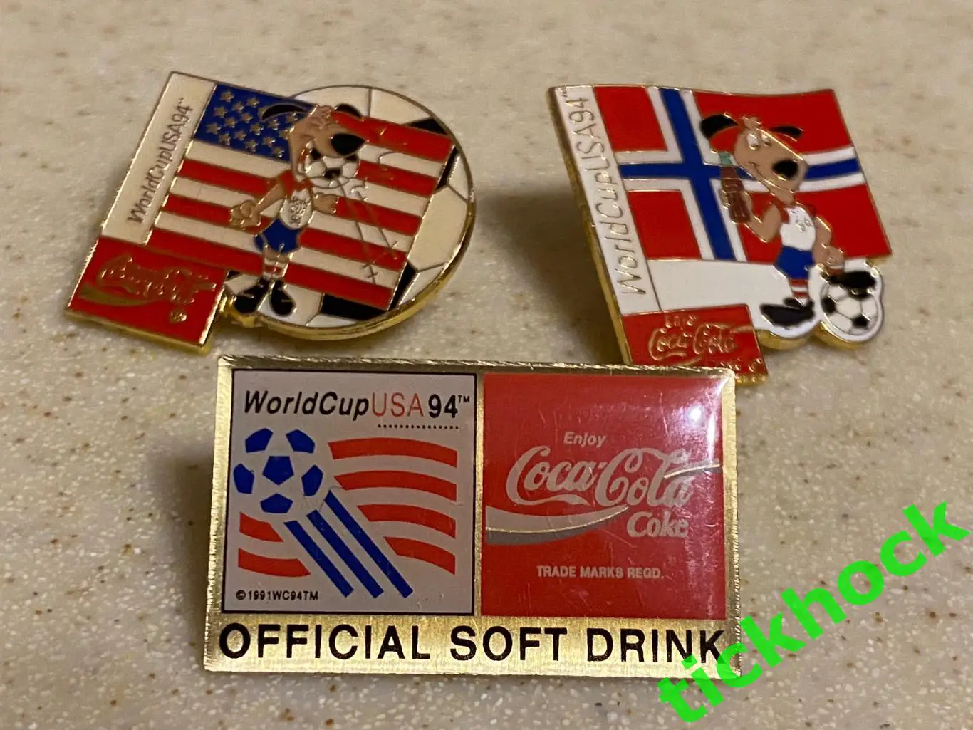 3 значка футбол Чемпионат Мира США 1994 КОКА-КОЛА / COCA COLA 1