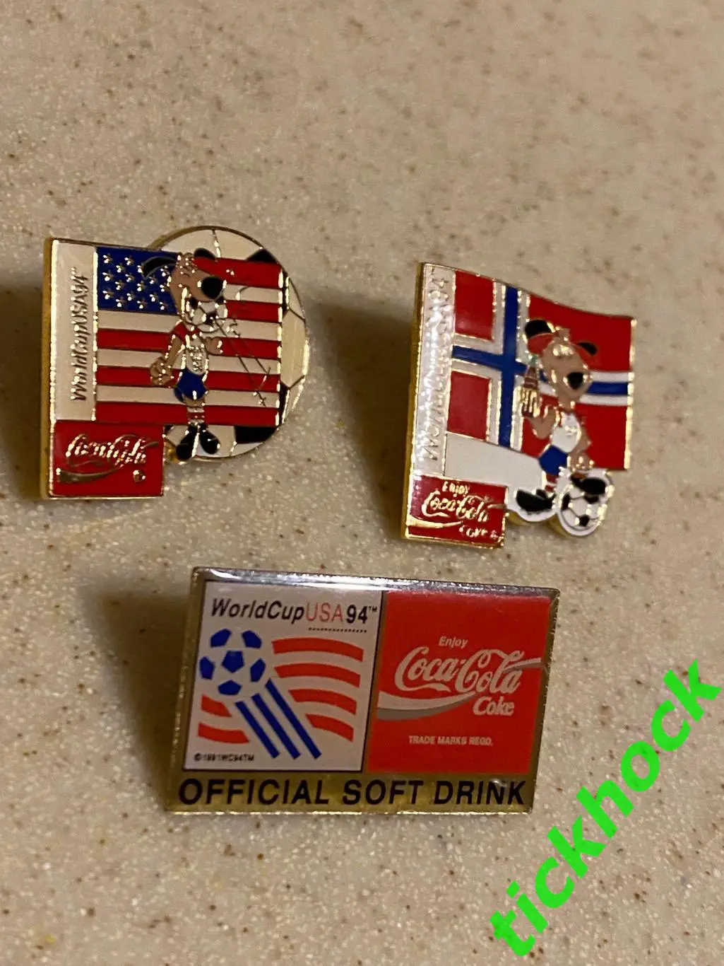 3 значка футбол Чемпионат Мира США 1994 КОКА-КОЛА / COCA COLA