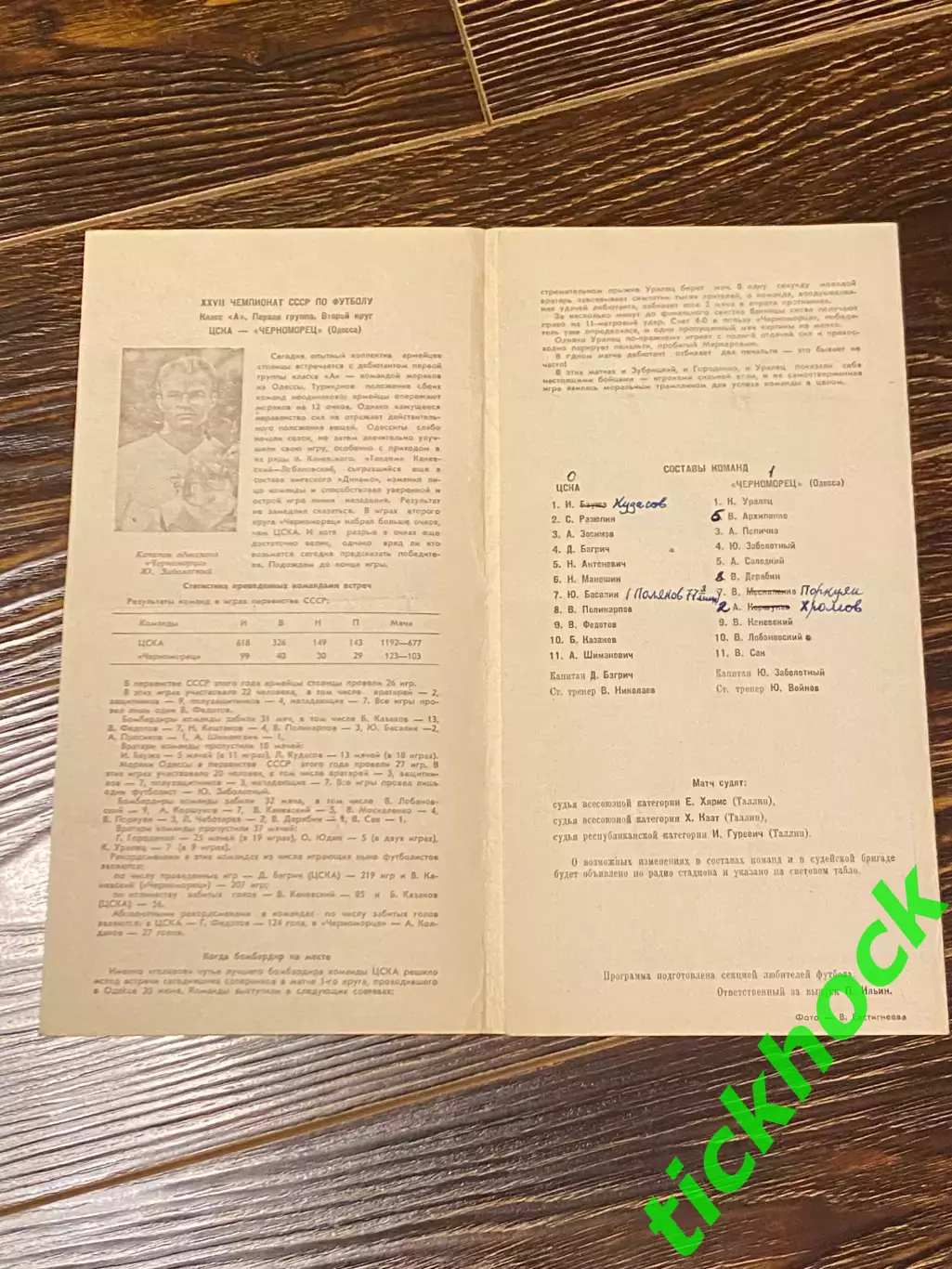 ЦСКА Москва - Черноморец Одесса _ чемпионат СССР 21.10.1965 - SY 1