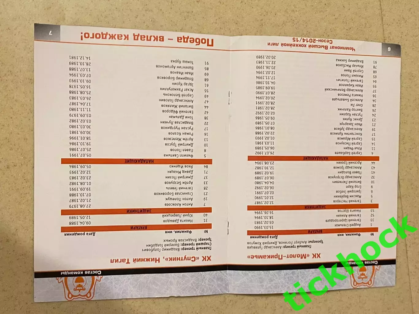 Молот - Прикамье Пермь ---Спутник Нижний Тагил - декабрь 2014 - ВХЛ -SY 1