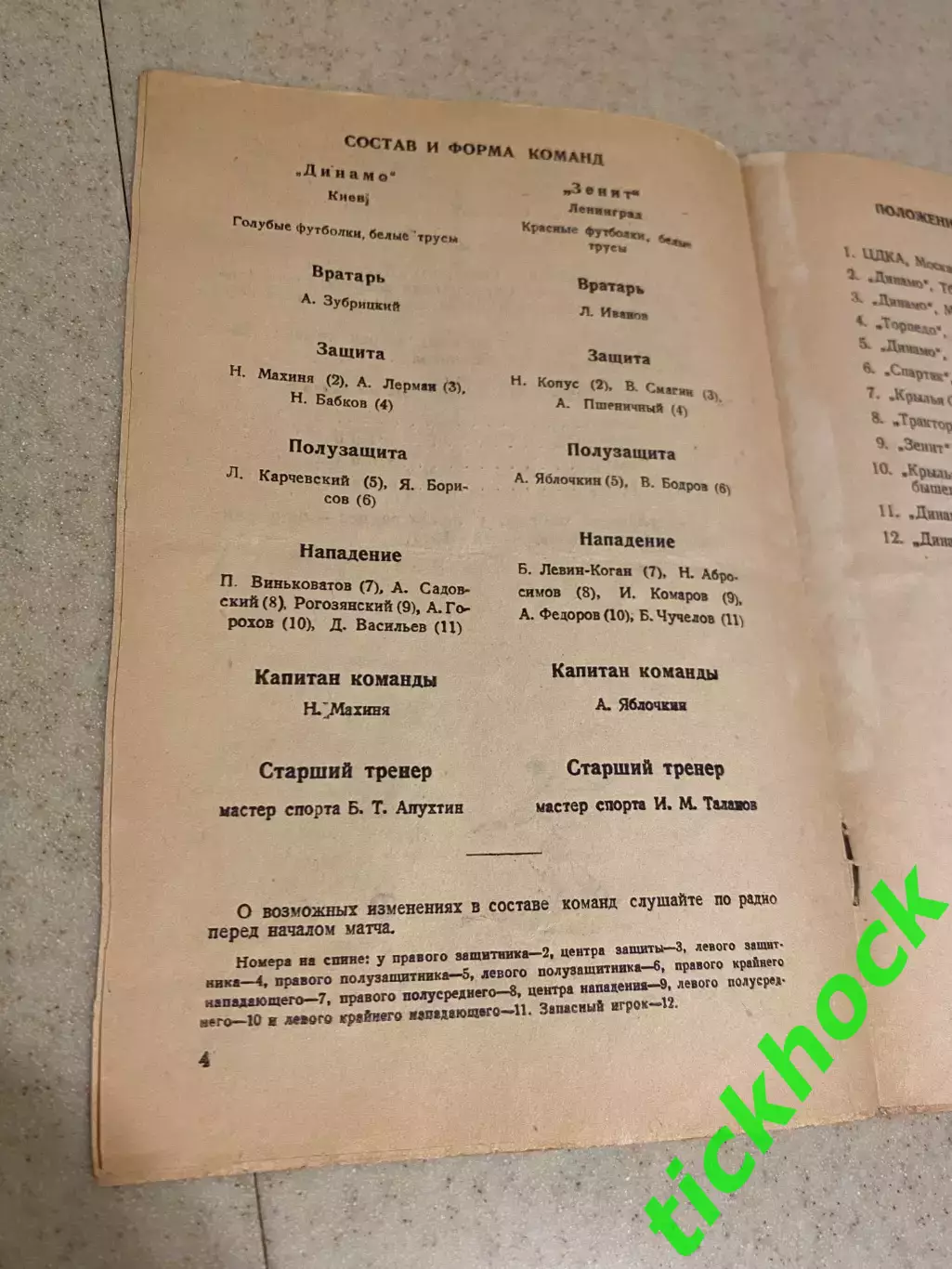 Зенит Ленинград - Динамо Киев чемп. СССР 8 стр. 26.09.1946 -- SY 1