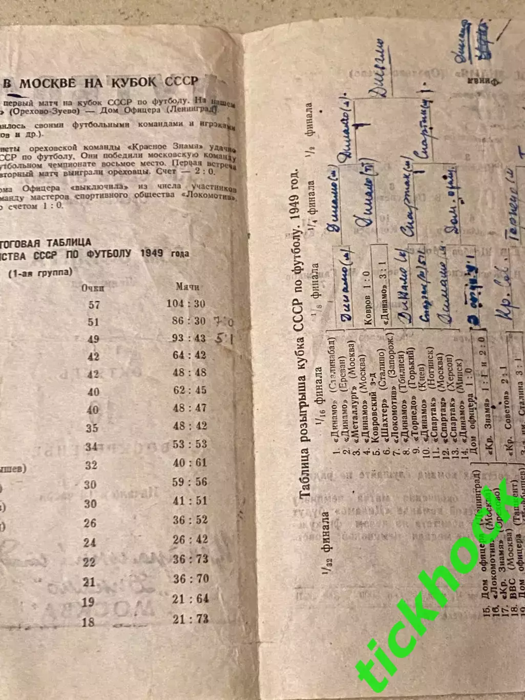 кубок CCCP 1|16. Красное знамя Орехово-Зуево - ЛДО (СКА) Ленинград 16.10.1949. 3