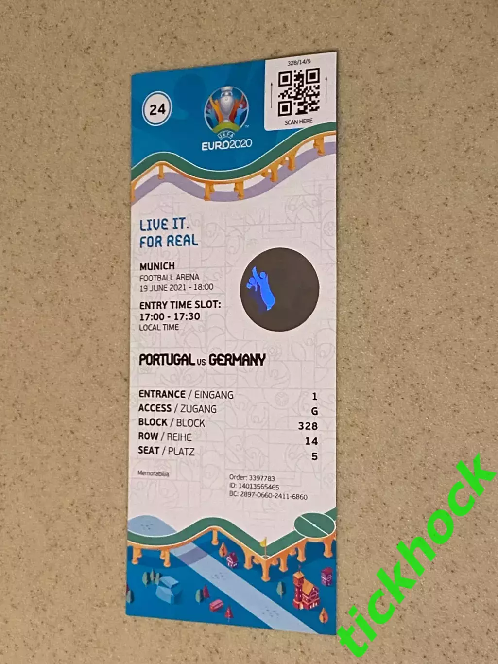 билет ЕВРО 2020 / 2021 Португалия - Германия 19.06.2021 - гор. Мюнхен