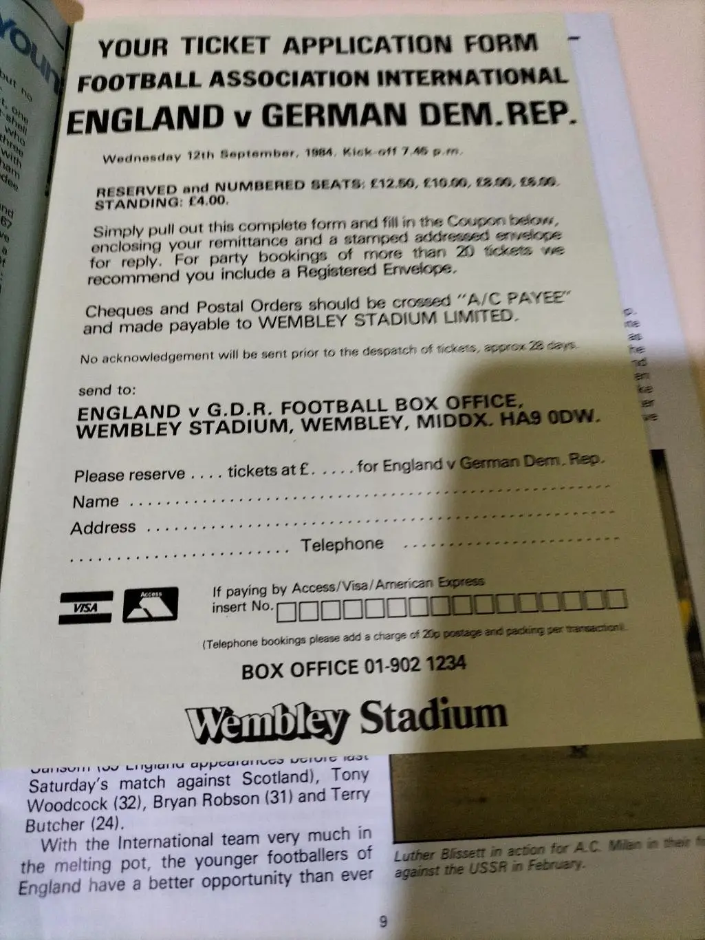 ENGLAND - USSR 1984 5