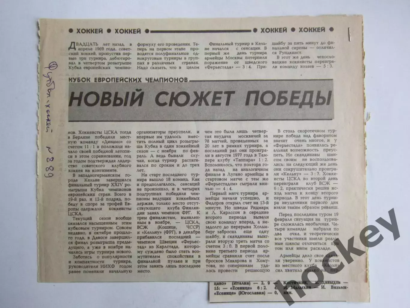 Вырезка. Хоккей. Новый сюжет победы. ЦСКА-обладатель Кубка европейских чемпионов