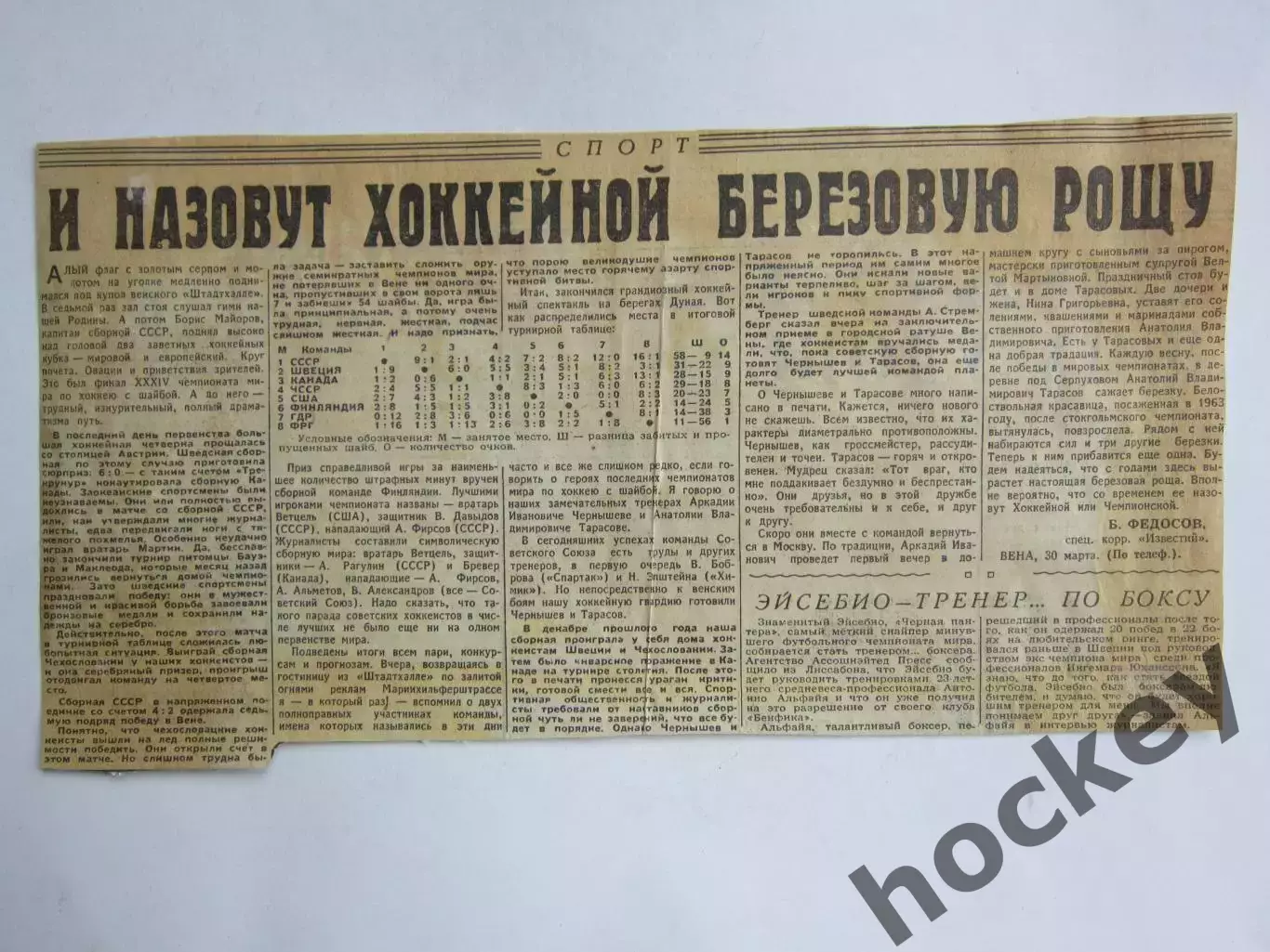 Вырезка. Хоккей. И назовут хоккейной березовую рощу (Чемпионат мира, Вена)