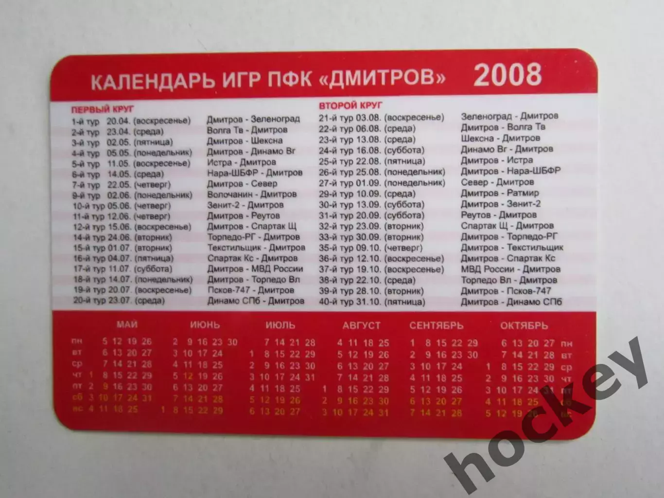 ПФК Дмитров, Первенство России (2 дивизион). 2008 год. Календарь игр 1