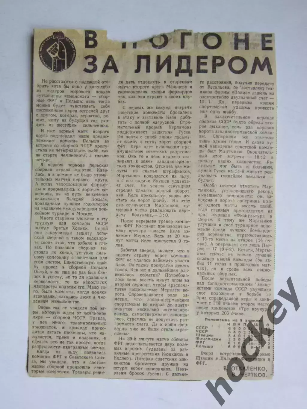 Вырезка. Хоккей. В погоне за лидером (Чемпионат мира)