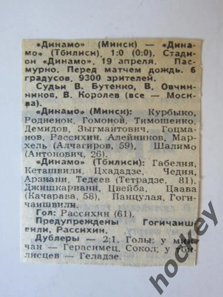 Статистика. Динамо Мн - Динамо Тб 1:0. 19.04