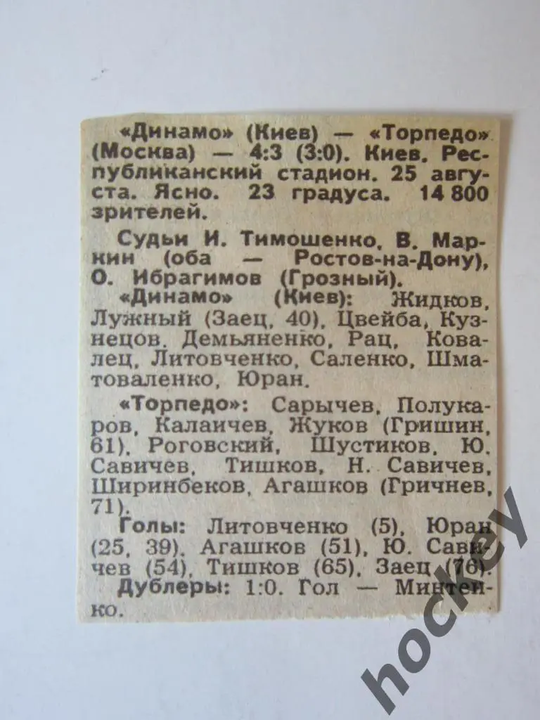 Статистика. Динамо К - Торпедо 4:3. 25.08