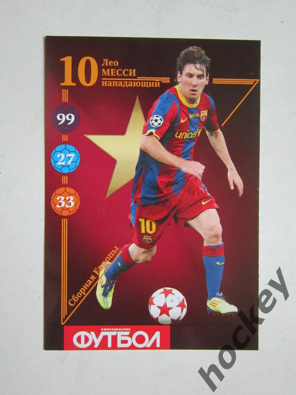 Лео Месси (сборная Европы). Карточка Еженедельник Футбол